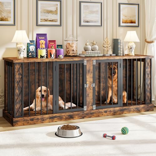 86.6" Double Dog Crate Furniture as TV Stand (Retro / 86.6"L x 23.6"W x 31.5"H)