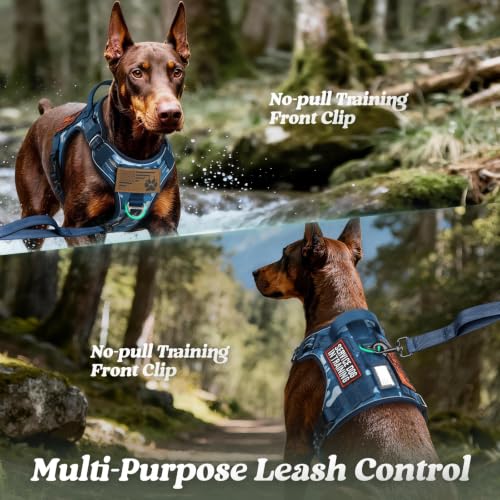 Tactical Dog Harness for Large Dogs (Xl(chest:23.6"-41.8",neck:21.7"-32.3",back:9.1") / Blue Camo)