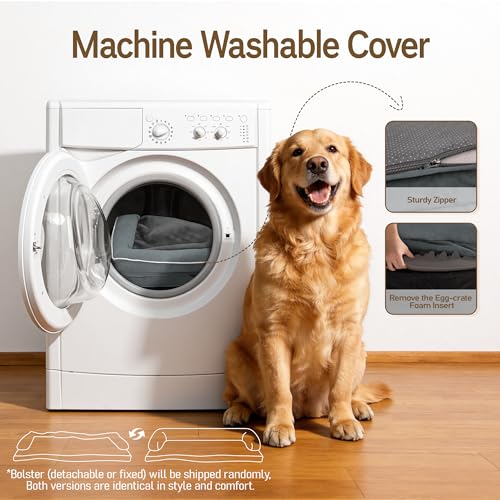 Orthopedic Waterproof Jumbo Dog Bed for Giant Dogs (Dark Grey / 48"L x 33"W x 8"Th)