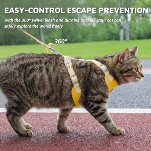 Escape Proof Cat Harness and Leash Set (Yellow / L)