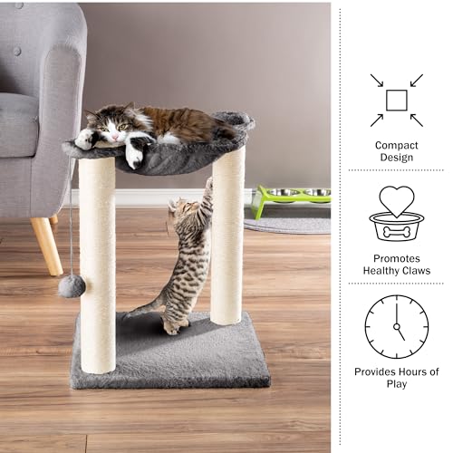 Cat Hammock with Scratching Posts for Indoor Cats (Gray)