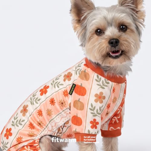Pumpkin Dog Fleece Pajamas (Pumpkin Flower / Medium)