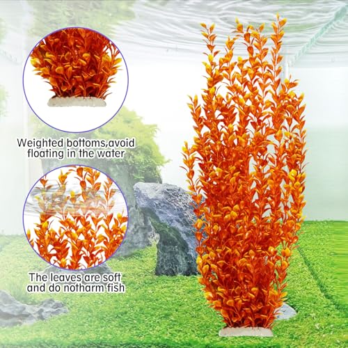 Aquarium Plastic Plants Aquarium Decor Artificial Fish Tank Plants (Orange（style A）)