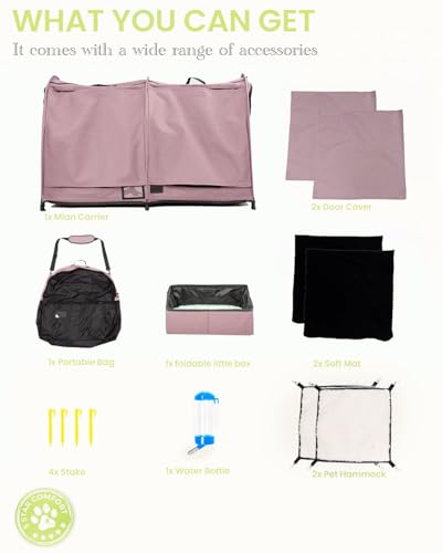 Portable Twin Compartment Show House Cat Cage Condo (Pink)