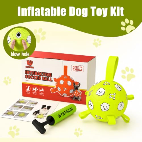Dog Soccer Ball with Straps (Yellow / Medium-6 Inch)