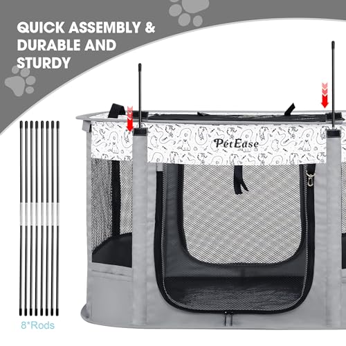 Portable Cat Playpen with Litter Box (Light gray)