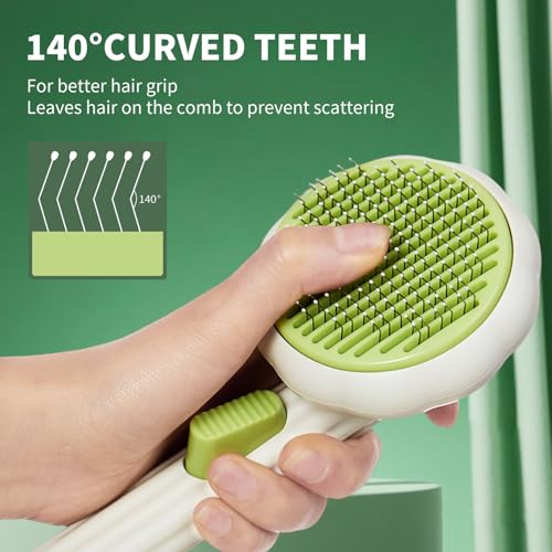 Cat Brush for Indoor Cats for Shedding (Green)