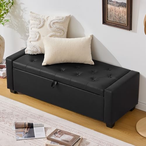 48" Ottoman with Storage (Light Black / 19.7"D x 48"W x 16.9"H)