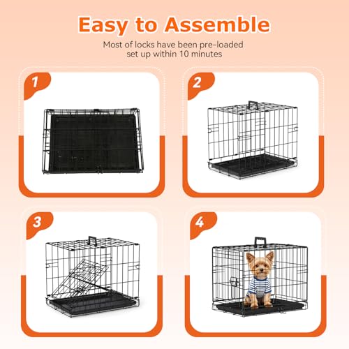 18" Foldable Metal Dog Crate (Black)
