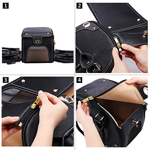 Dog Carrier Purse (15.3"L x 8.1"W x 10.0"H / Black)