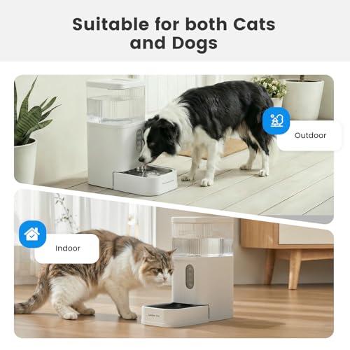 2.9 Gallon Automatic Dog Water Dispenser with Stainless Steel Bowl (White / 2.9 Gallon)