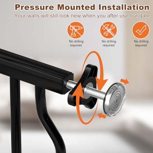 29.5 53.1" Extra Wide Baby Gate for Stairs No Drilling (Black / 29.9"-53.1")