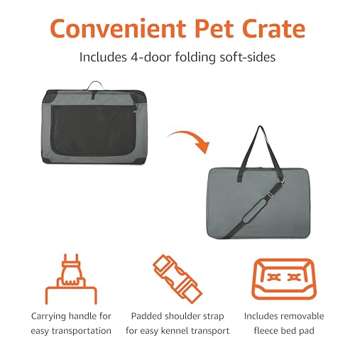 Portable Folding Soft Dog Crate (Grey / 26.0"L x 18.0"W x 18.0"H)