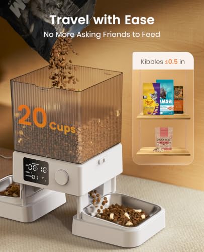 Automatic Cat Feeder for 2 Cats Pets (White)