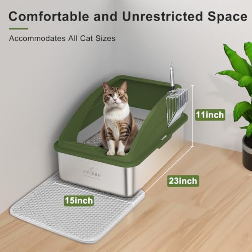 Stainless Steel Litter Box (Olive Green / X-Large)