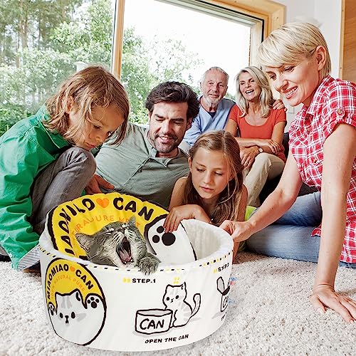 Ramen Noodle Cat Bed (15.7"L x 15.7"W x 7.9"Th / yellow white)