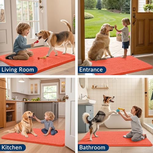 Dog Door Mat for Muddy Paws 30x20 (Coral / 30"X20")