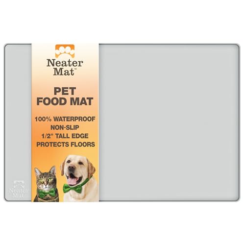 Neater Mat Pet Mats for Food and Water (24"L x 16"W / Light Gray)