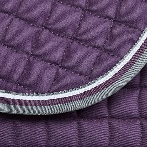 Adepto Padded All Purpose Quilted Equestrian Saddle Pad for Horses with Two (Blackcurrant Purple / Pony)