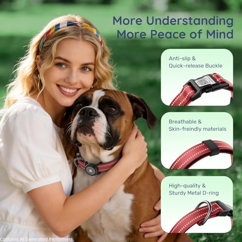 Airtag Dog Collar (Z: Red / M: with Airtag Holder)