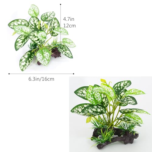 Fish Tank Decorations Aquarium Ornaments 3pcs Betta Silk Leaf Plants Artificial Driftwood Cave Aquarium Plants Accessories (E-3pcs Set/Green)