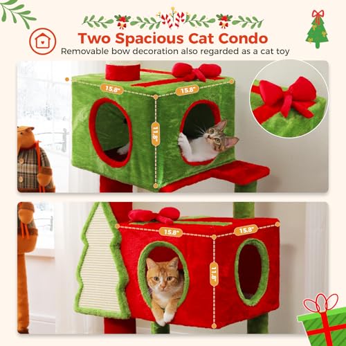 90.9'' 107.8'' Floor to Ceiling Cat Tree for Large Indoor Cats (L Plus(91''-108'') / Christmas Red)