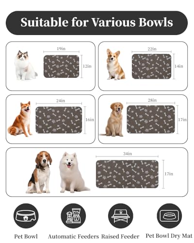 Absorbent Pet Feeding Mat (MP-BROWN / 17"x34")