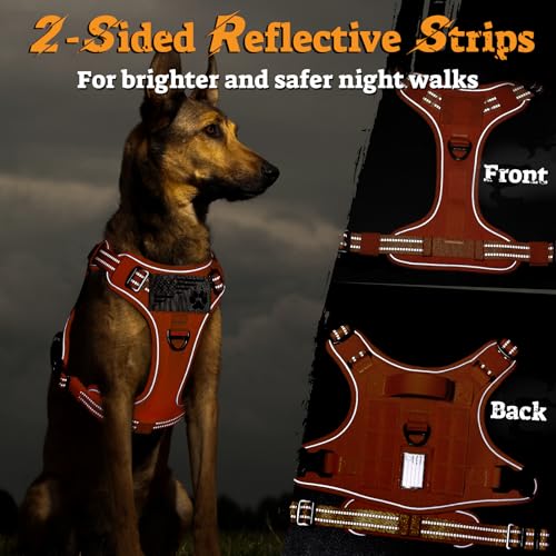 Tactical Dog Harness for Large Dogs (Xl(chest:23.6"-41.8",neck:21.7"-32.3",back:9.1") / Orange)