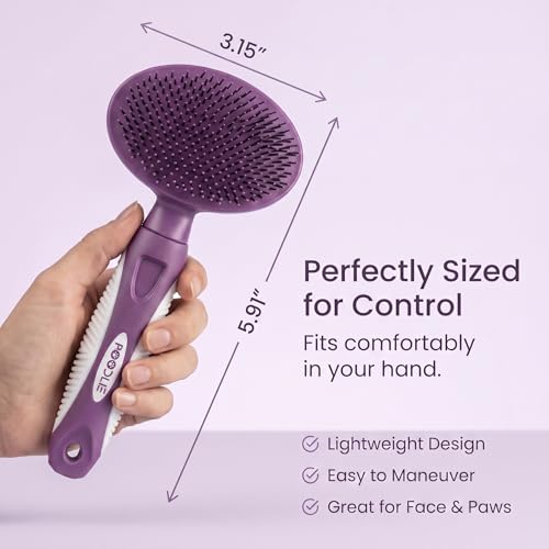 Round Bristle Pet Brush for Dogs and Cats (Purple)