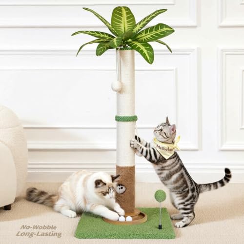 35" Tall Palm Tree Cat Scratching Post Vertical for Indoor Cats (Light Green / 35 in)