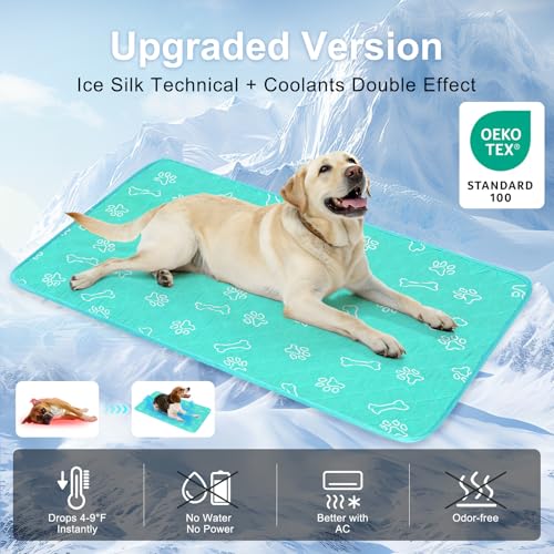Upgraded Dog Self Cooling Mat Ice Silk Chill Pads for Small Medium Large Dogs Q