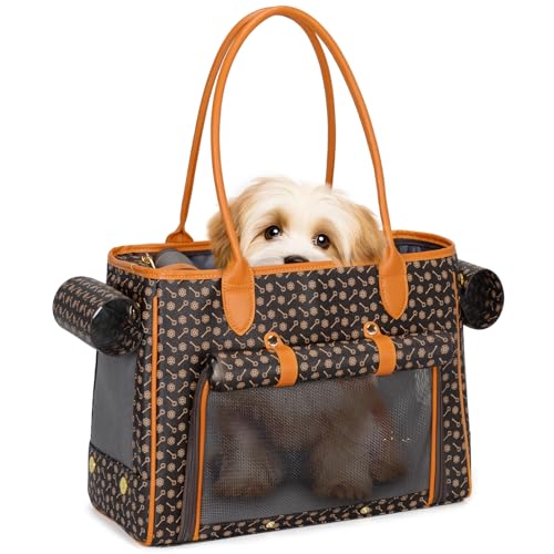 Fashion Pet Carrier Purse for Small Cat and Dog (Coffee / 15.8"L x 7.5"W x 11.8"H)