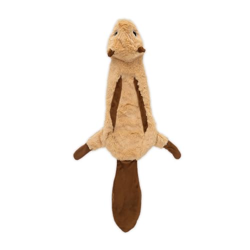 2-in-1 Stuffless Squeaky Dog Toy - Squirrel, Medium (Brown Snow Leopard / Medium)