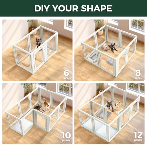 AuraSpace Clear Acrylic Indoor Dog Playpen (White / 30"H)