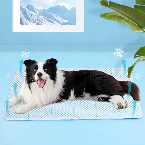 Dog Cooling Mat for Large Dogs (Blue / 35"L x 23"W x 0.8"H)