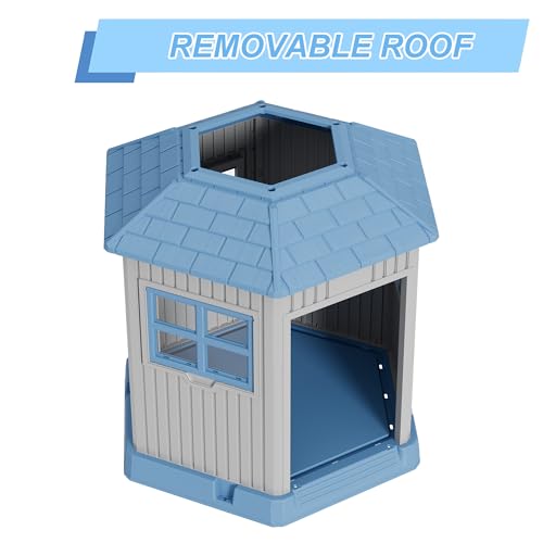 Sturdy Dog House Indoor Outdoor for Small Medium Dogs (Blue)