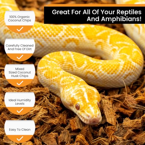 ReptiChip Reptile Bedding Loose Coconut Chip 36 Quart 2 Pack Coco Husk Substrate Mulch for Snake Habitat (36 Quart (2 Pack))