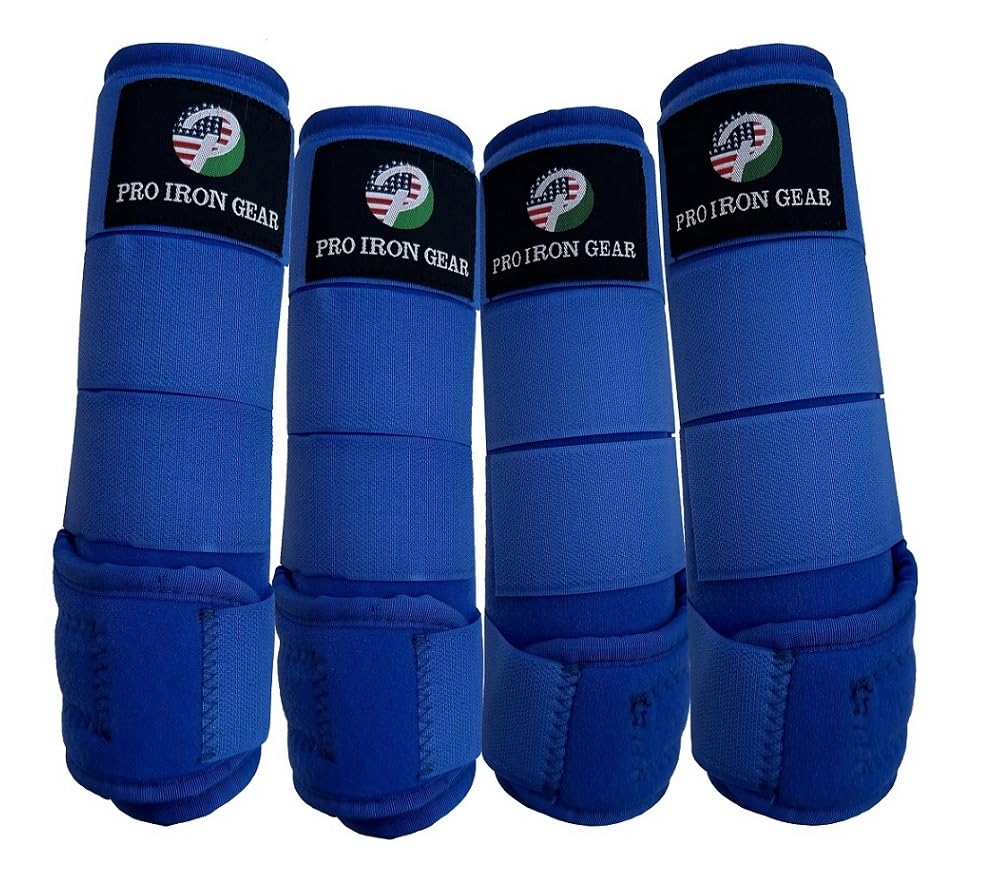 Horse Medicine Brushing Boots Leg Wraps Protection Gear Set of 2 and Set of 4 in 14 Colors (MEDIUM/COB / ROYAL BLUE (SET OF 4))