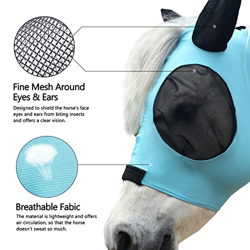 Stretchy Horse Fly Mask with Ears (Pale Blue / Pony)