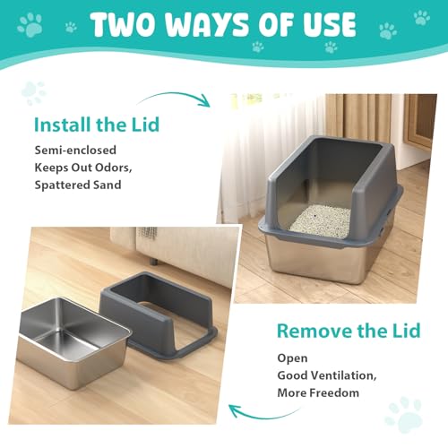 Litter Box with Lid (12" High / Grey)