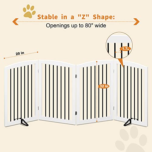 Freestanding Pet Gate for Dogs (32" Height-4 Panel / White & Black)