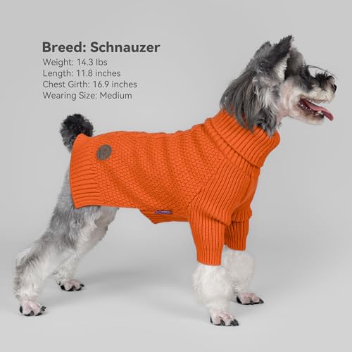 Dog Sweater Long Sleeve Knitted Turtleneck Pullover Warm Clothes (Orange / Medium)