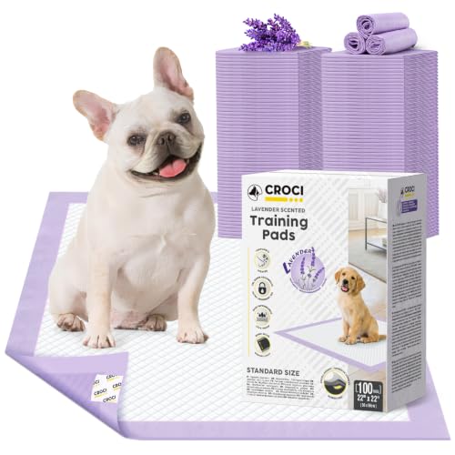 Puppy Pads with Adhesive Tabs Leak Proof Lavender Scent 22x22in 100Ct (Regular-22x22in(100Ct))