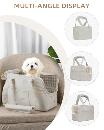 Dog Purse Carrier for Small Dogs Rabbit cat with Large Pockets (Grey / 13.6"L x 6.5"W x 10.0"H)