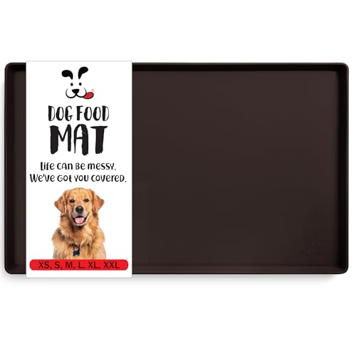 Dog Food Mat Waterproof Dog Bowl Mat for Food and Water (18.9"L x 11.8"W / Coffee)