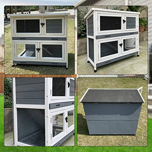 2 Story Solid Wood Rabbit (Grey)