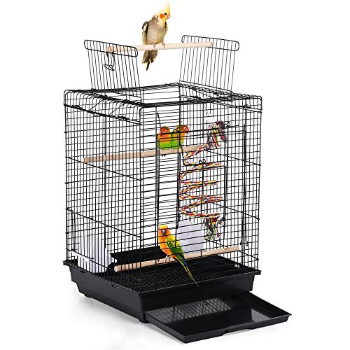 Open Play Top Travel Bird Cage for Conure Sun Parakeet Green Cheek Conure Lovebird Budgie Finch Canary (Black)