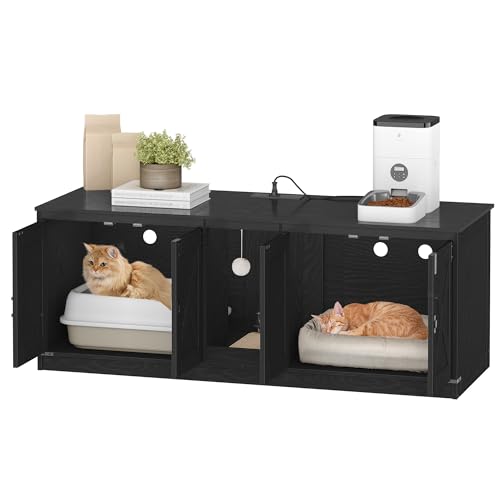 Cat Litter Box Enclosure for 2 Cats (Black)