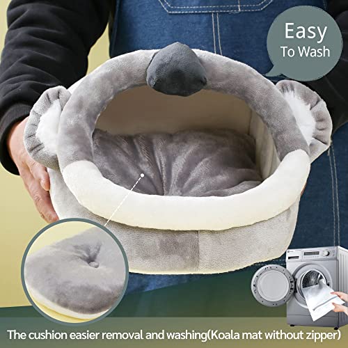 Warm Bunny Bed for Rabbits Outdoor Cage Hideout Hut Tent Cave Tunnel Cute House Cotton Washable Winter Gray (XL / 6-Koala)