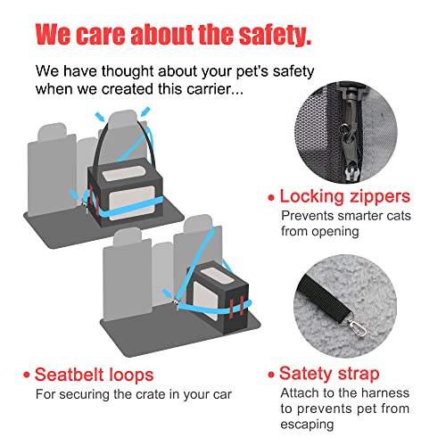 Large Cat Carrier 24"x16.5"x16.5" Portable Dog Crate for Small Medium Dogs Collapsible Traveling Pet Crate with Collapsible Bowl (Blue (No Litter Box) / 24.0"L x 16.5"W x 16.5"H)
